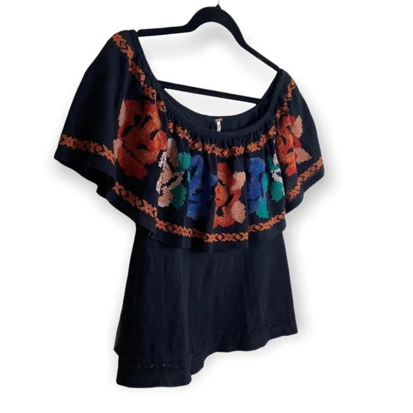 Free People Floral Embroidered Loose Fit Top - Picture 3 of 9